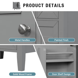 English Elm 24 Inch Freestanding Bathroom Vanity Solid Poplar Frame Ceramic Sink Modern Storage Grey N725P448532E
