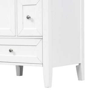 English Elm 24 Inch Freestanding Bathroom Vanity Solid Poplar Frame Ceramic Sink Modern Storage White N725P448532K