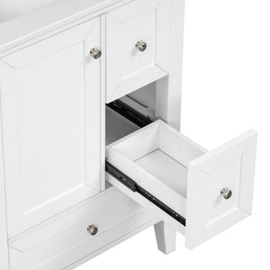 English Elm 24 Inch Freestanding Bathroom Vanity Solid Poplar Frame Ceramic Sink Modern Storage White N725P448532K
