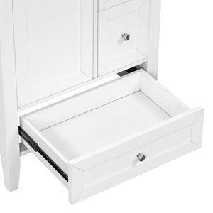 English Elm 24 Inch Freestanding Bathroom Vanity Solid Poplar Frame Ceramic Sink Modern Storage White N725P448532K