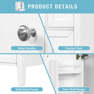 English Elm 24 Inch Freestanding Bathroom Vanity Solid Poplar Frame Ceramic Sink Modern Storage White N725P448532K