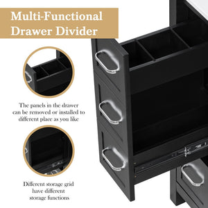 English Elm 30 Inch Freestanding Bathroom Vanity Ceramic Undermount Sink Open Shelf Soft Close Black N725P451494B