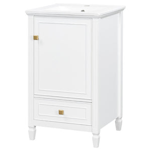 English Elm 20 Inch Freestanding Bathroom Vanity with Ceramic Sink Retro Legs and Soft Close Storage N725P452402K