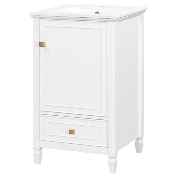 English Elm 20 Inch Freestanding Bathroom Vanity with Ceramic Sink Retro Legs and Soft Close Storage N725P452402K