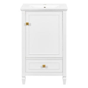 English Elm 20 Inch Freestanding Bathroom Vanity with Ceramic Sink Retro Legs and Soft Close Storage N725P452402K