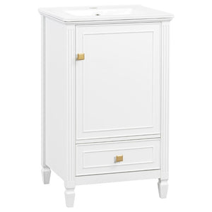 English Elm 20 Inch Freestanding Bathroom Vanity with Ceramic Sink Retro Legs and Soft Close Storage N725P452402K