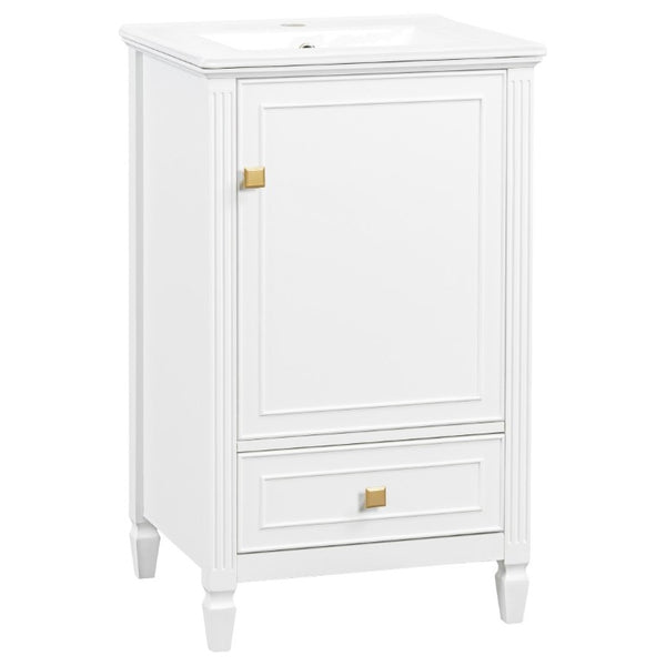 English Elm 20 Inch Freestanding Bathroom Vanity with Ceramic Sink Retro Legs and Soft Close Storage N725P452402K