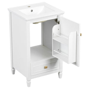 English Elm 20 Inch Freestanding Bathroom Vanity with Ceramic Sink Retro Legs and Soft Close Storage N725P452402K