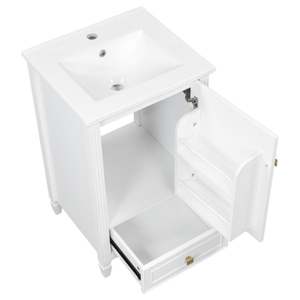 English Elm 20 Inch Freestanding Bathroom Vanity with Ceramic Sink Retro Legs and Soft Close Storage N725P452402K