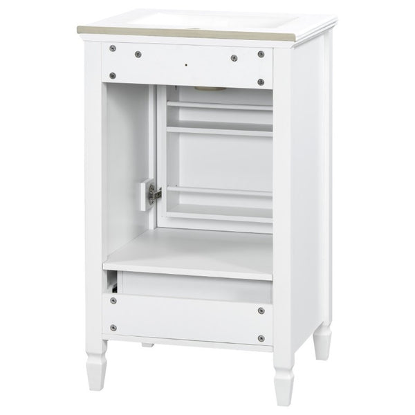 English Elm 20 Inch Freestanding Bathroom Vanity with Ceramic Sink Retro Legs and Soft Close Storage N725P452402K