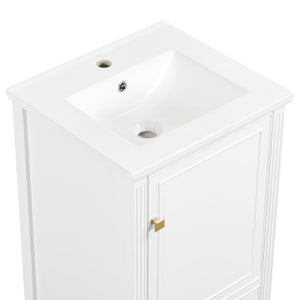 English Elm 20 Inch Freestanding Bathroom Vanity with Ceramic Sink Retro Legs and Soft Close Storage N725P452402K