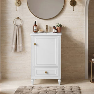 English Elm 20 Inch Freestanding Bathroom Vanity with Ceramic Sink Retro Legs and Soft Close Storage N725P452402K