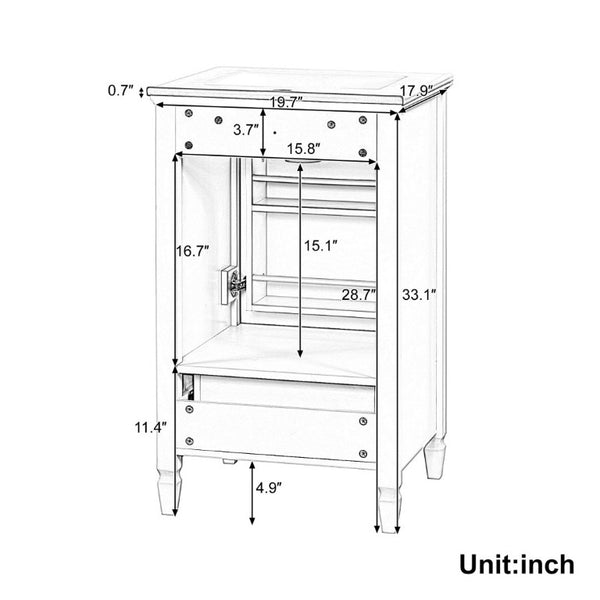 English Elm 20 Inch Freestanding Bathroom Vanity with Ceramic Sink Retro Legs and Soft Close Storage N725P452402K