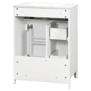 English Elm 24 Inch Freestanding Bathroom Vanity with Ceramic Sink Soft Close Cabinet Gold Handles White N725P452408K