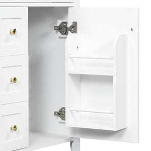 English Elm 24 Inch Freestanding Bathroom Vanity with Ceramic Sink Soft Close Cabinet Gold Handles White N725P452408K