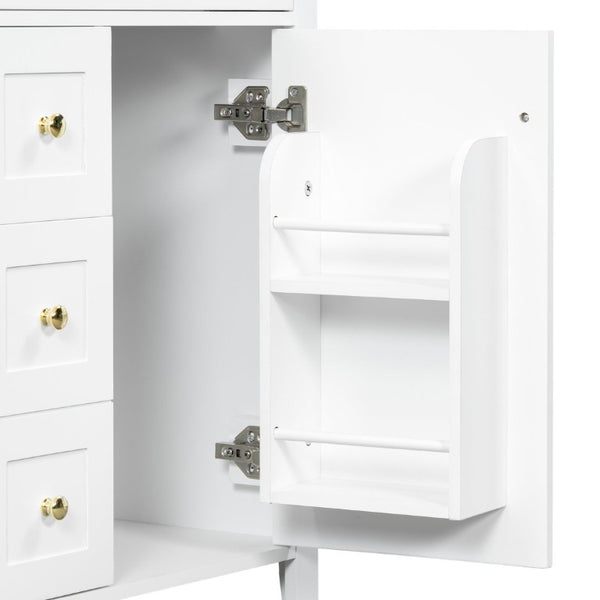 English Elm 24 Inch Freestanding Bathroom Vanity with Ceramic Sink Soft Close Cabinet Gold Handles White N725P452408K