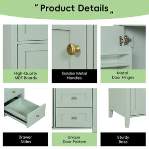 English Elm 36-Inch Freestanding Bathroom Vanity with Ceramic Sink MDF Cabinet and 3 Drawers Light Green N725P464930F