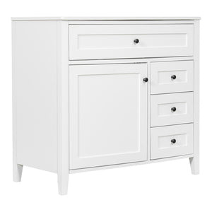English Elm 36-Inch Freestanding Bathroom Vanity with Ceramic Sink MDF Cabinet and 3 Drawers White N725P464930K