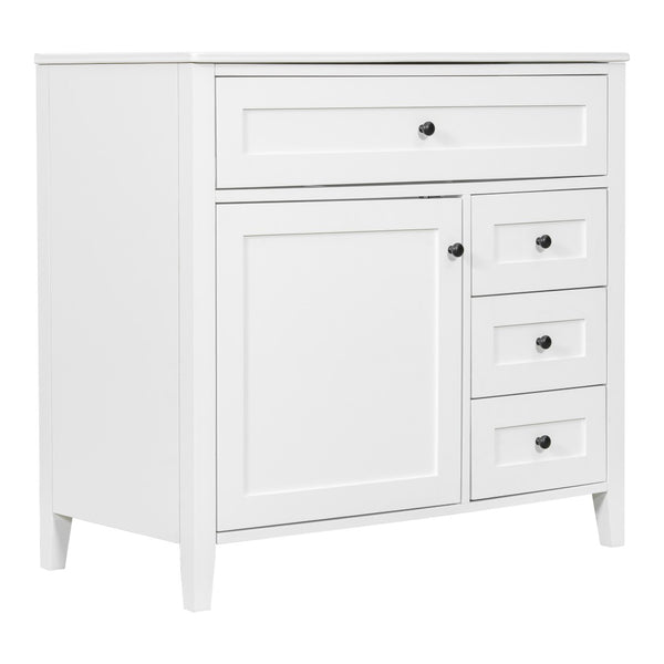 English Elm 36-Inch Freestanding Bathroom Vanity with Ceramic Sink MDF Cabinet and 3 Drawers White N725P464930K