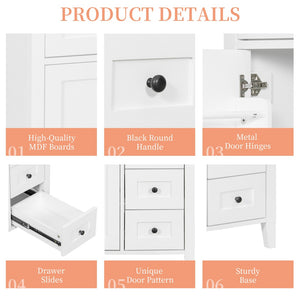 English Elm 30-Inch Freestanding Bathroom Vanity with Ceramic Sink MDF Cabinet and 3 Drawers White N725P464938K