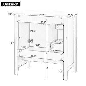 English Elm 30 Inch Freestanding Bathroom Vanity Solid Wood Ceramic Sink Three Drawers Storage White N725P467395K