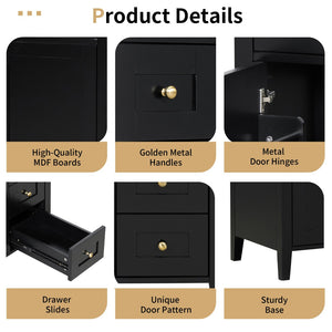 English Elm 30-Inch Freestanding Bathroom Vanity with Ceramic Sink MDF Cabinet and Rubberwood Legs Black N725P467399B