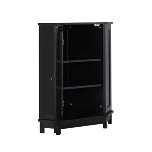 English Elm Black Triangle Corner Floor Cabinet Matte MDF Modern Bathroom Organized Storage N725P486408B