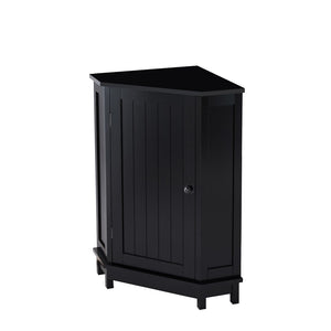 English Elm Black Triangle Corner Floor Cabinet Matte MDF Modern Bathroom Organized Storage N725P486408B