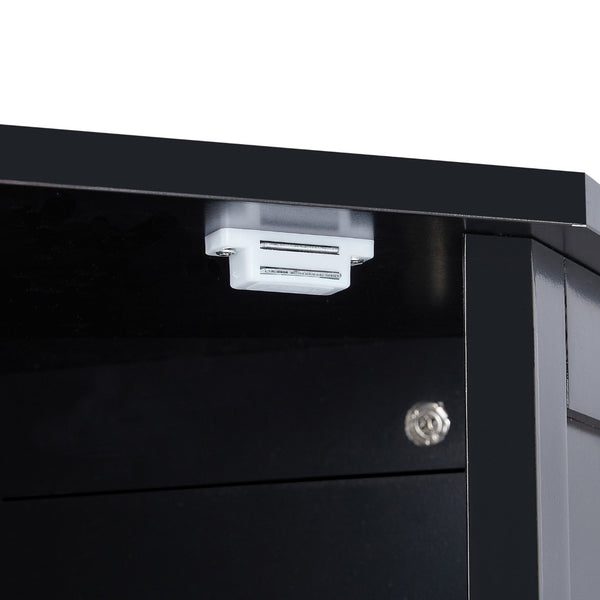 English Elm Black Triangle Corner Floor Cabinet Matte MDF Modern Bathroom Organized Storage N725P486408B