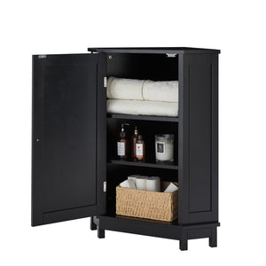 English Elm Black Triangle Corner Floor Cabinet Matte MDF Modern Bathroom Organized Storage N725P486408B
