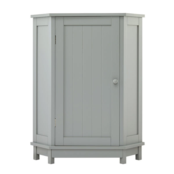 English Elm Grey Triangle Corner Bathroom Cabinet with Adjustable Shelves and Moisture Resistant MDF N725P486408E