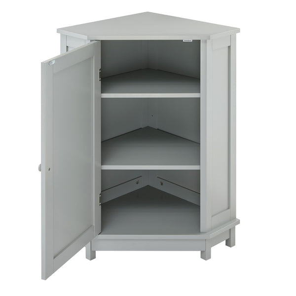 English Elm Grey Triangle Corner Bathroom Cabinet with Adjustable Shelves and Moisture Resistant MDF N725P486408E