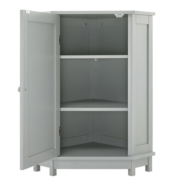 English Elm Grey Triangle Corner Bathroom Cabinet with Adjustable Shelves and Moisture Resistant MDF N725P486408E