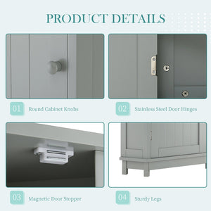 English Elm Grey Triangle Corner Bathroom Cabinet with Adjustable Shelves and Moisture Resistant MDF N725P486408E