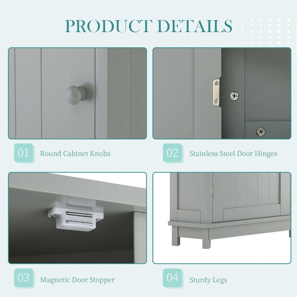 English Elm Grey Triangle Corner Bathroom Cabinet with Adjustable Shelves and Moisture Resistant MDF N725P486408E