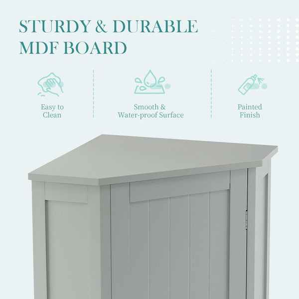 English Elm Grey Triangle Corner Bathroom Cabinet with Adjustable Shelves and Moisture Resistant MDF N725P486408E