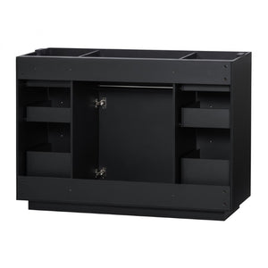 English Elm 48 Inch Matte Bathroom Vanity Base with 6 Pull Out Drawers Soft Close Door Storage Black N725P491307B