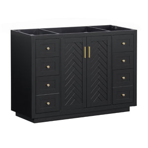 English Elm 48 Inch Freestanding Bathroom Vanity MDF Cabinet with SMC Sink Gold Handles 7 Drawers Cabinet Only N725P491310B