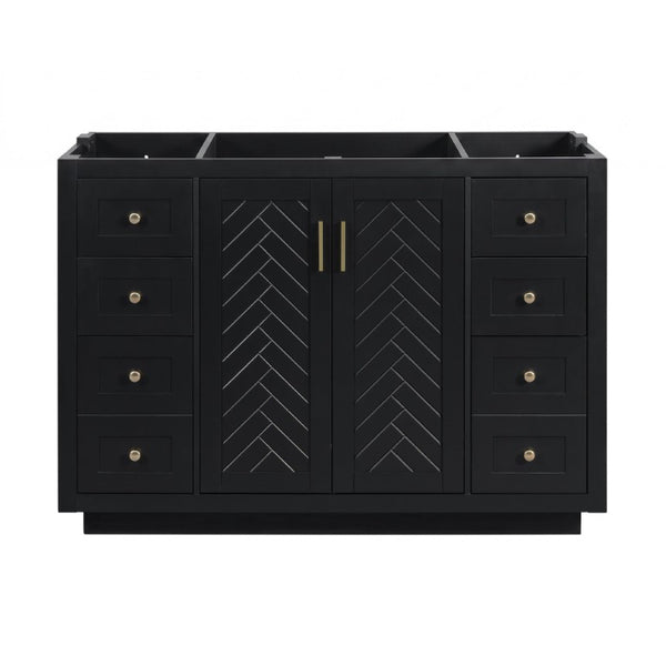 English Elm 48 Inch Freestanding Bathroom Vanity MDF Cabinet with SMC Sink Gold Handles 7 Drawers Cabinet Only N725P491310B