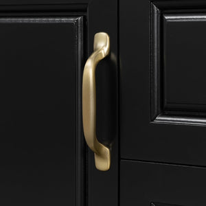 English Elm 30 Inch Freestanding Bathroom Vanity Rubberwood Cabinet with Ceramic Sink and Four Storage Zones Black N725P499703B