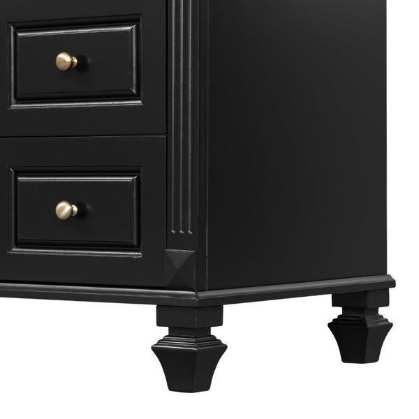 English Elm 30 Inch Freestanding Bathroom Vanity Rubberwood Cabinet with Ceramic Sink and Four Storage Zones Black N725P499703B