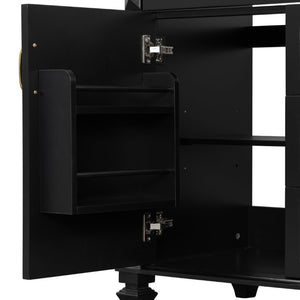 English Elm 30 Inch Freestanding Bathroom Vanity Rubberwood Cabinet with Ceramic Sink and Four Storage Zones Black N725P499703B