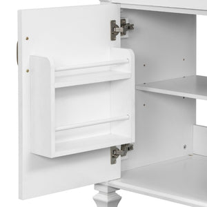 English Elm 30 Inch Freestanding Bathroom Vanity Rubberwood Cabinet with Ceramic Sink and Four Storage Zones White N725P499703K