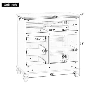 English Elm 30 Inch Freestanding Bathroom Vanity Rubberwood Cabinet with Ceramic Sink and Four Storage Zones White N725P499703K