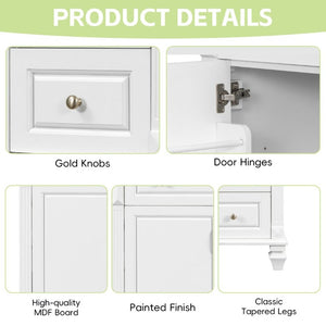 English Elm 30 Inch Freestanding Bathroom Vanity Rubberwood Cabinet with Ceramic Sink and Four Storage Zones White N725P499703K