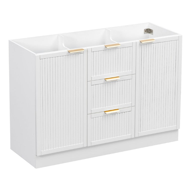 English Elm 46.1 Inch Freestanding Bathroom Vanity MDF Base White Soft Close Doors Gold Hardware N725P525848K