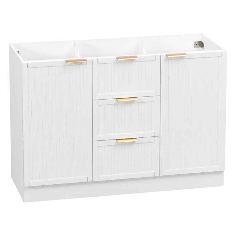 English Elm 46.1 Inch Freestanding Bathroom Vanity MDF Base White Soft Close Doors Gold Hardware N725P525848K