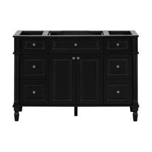 English Elm 47.2 Inch Freestanding Bathroom Vanity with Six Drawers Rubberwood Legs Vintage Style Black N725P525853B