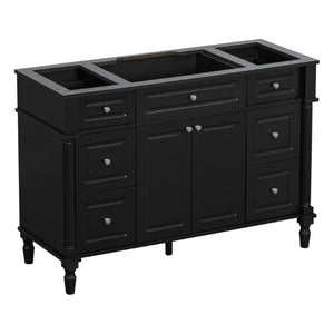 English Elm 47.2 Inch Freestanding Bathroom Vanity with Six Drawers Rubberwood Legs Vintage Style Black N725P525853B