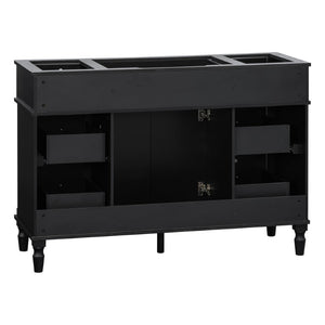 English Elm 47.2 Inch Freestanding Bathroom Vanity with Six Drawers Rubberwood Legs Vintage Style Black N725P525853B